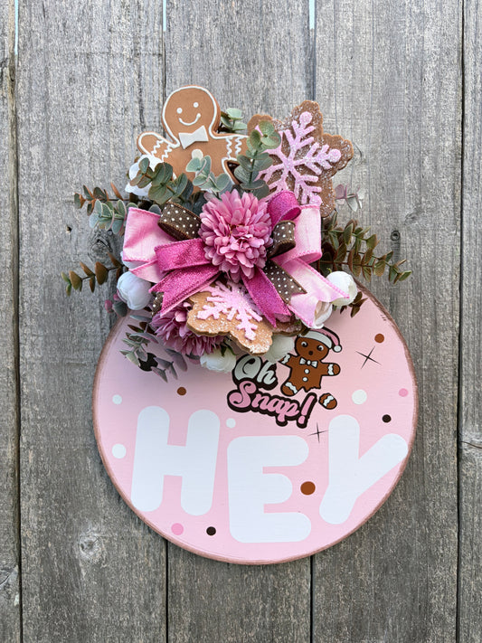Oh Snap! Gingerbread Porch Sign & Matching Door Hanger | Handmade Christmas Porch Decor