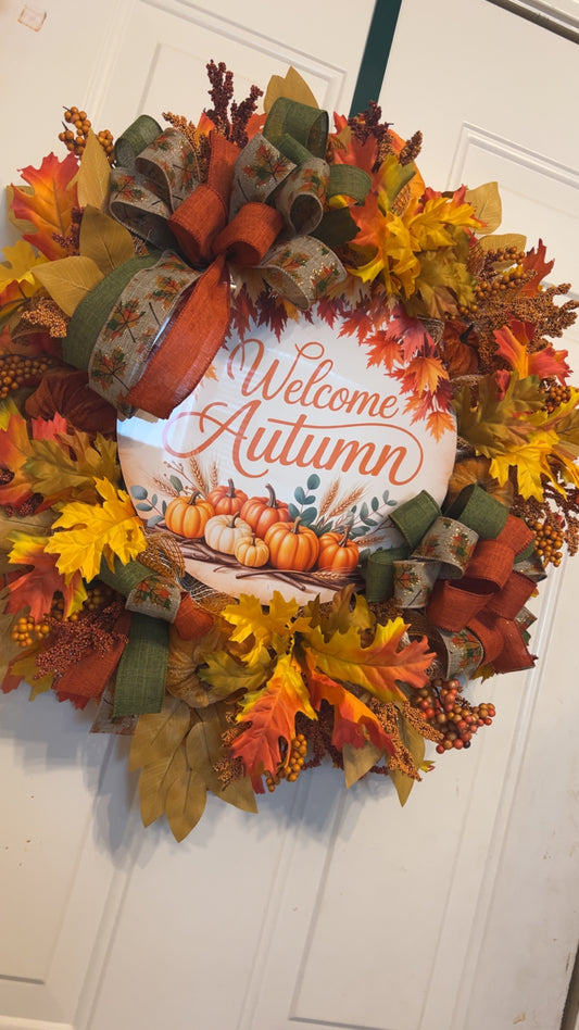 “Welcome Autumn” wreath